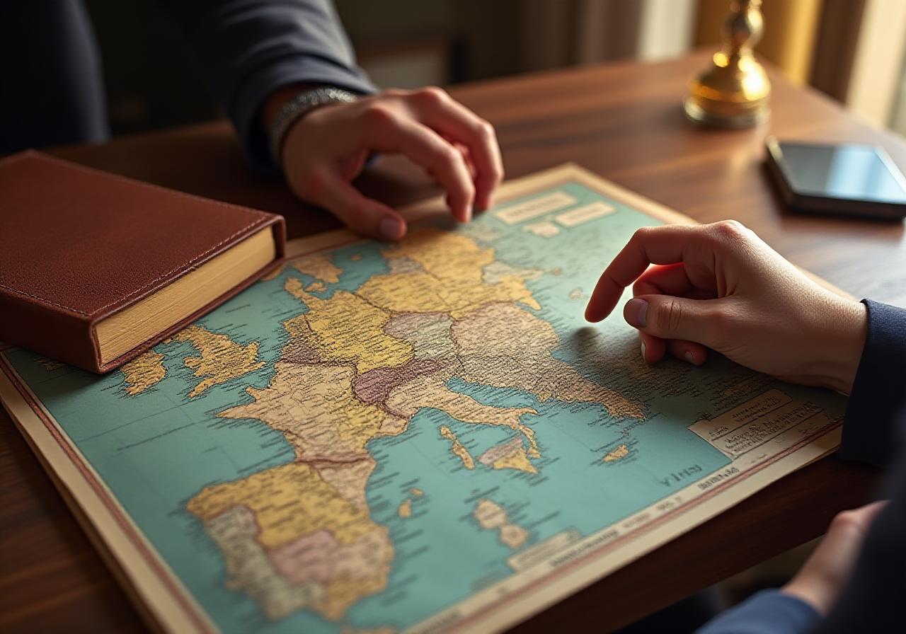 Consulente di viaggio che disegna un itinerario su una mappa